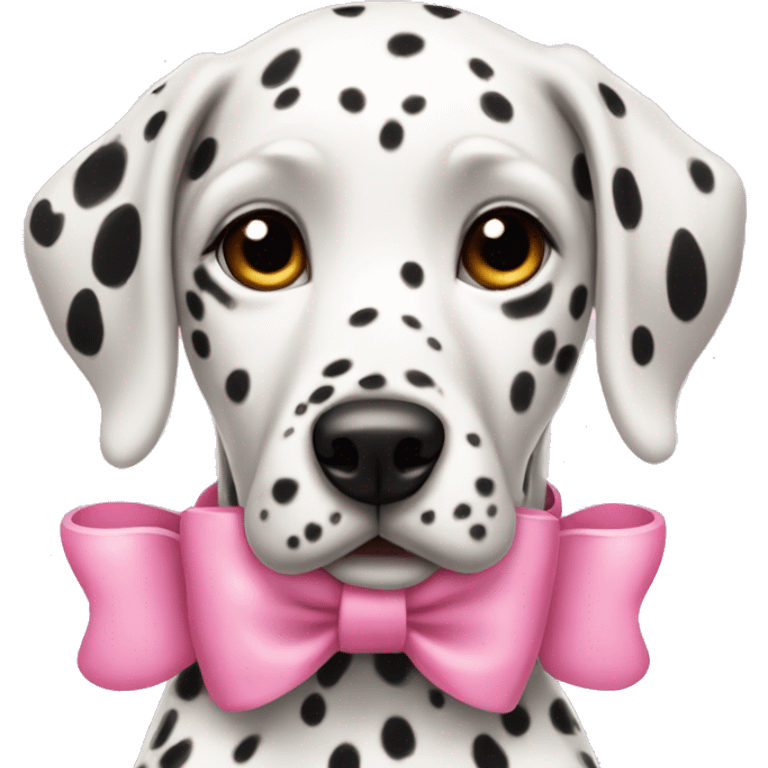 Dalmatian with pink collar with bow emoji