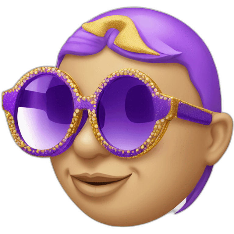 elton john in oversized pointed cat-eye funky sunglasses for mardi gras emoji