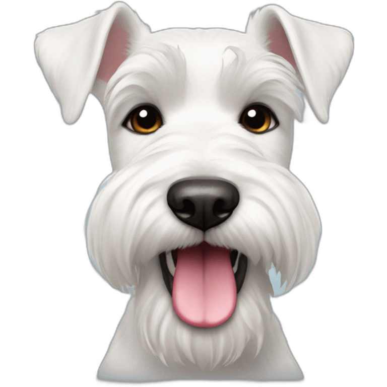 Cute White Schnauzer with tongue out emoji