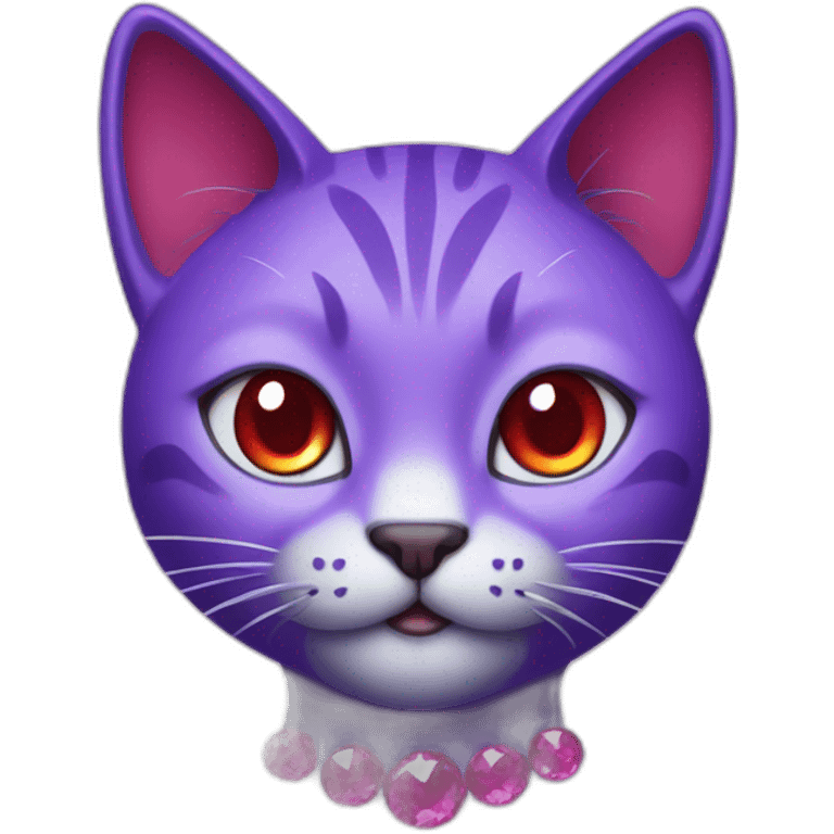 Purple cat with red crystals emoji