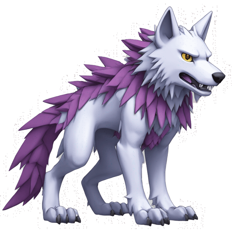  Cool Edgy Digimon-Fakemon-Garurumon-Loogamon-Dorulumon-Wolf full body emoji