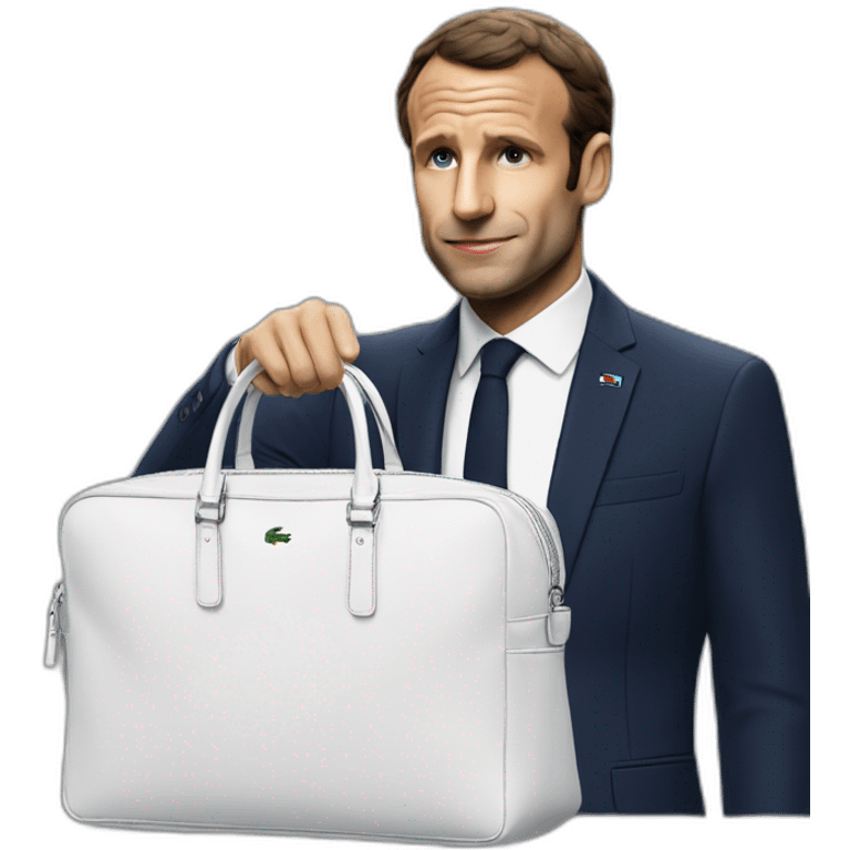 Macron avec une sacoche lacoste emoji