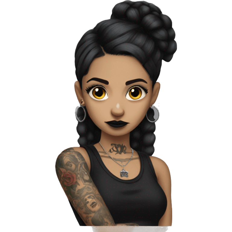 Latina goth girl with arm tattoos  emoji