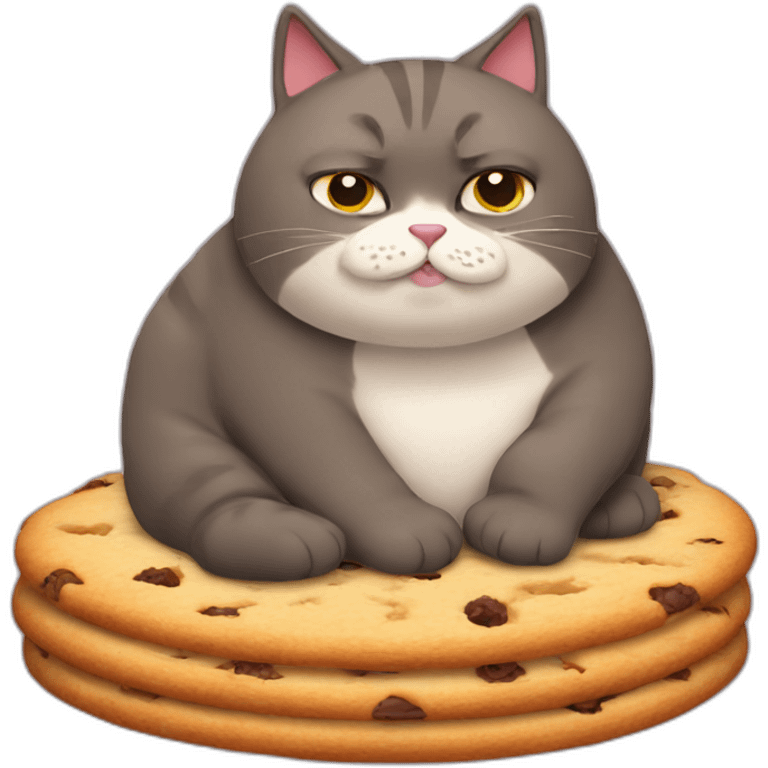 fat cat eating cookies looking busted emoji