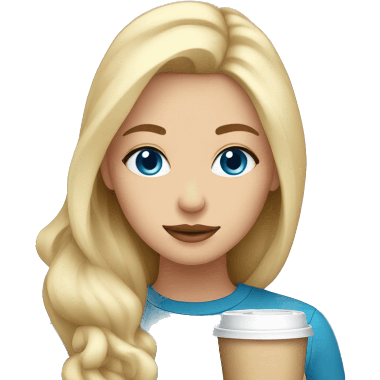 Blonde blue eyed girl with coffee in her hands emoji