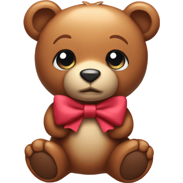 Toy bear wearing a bow emoji