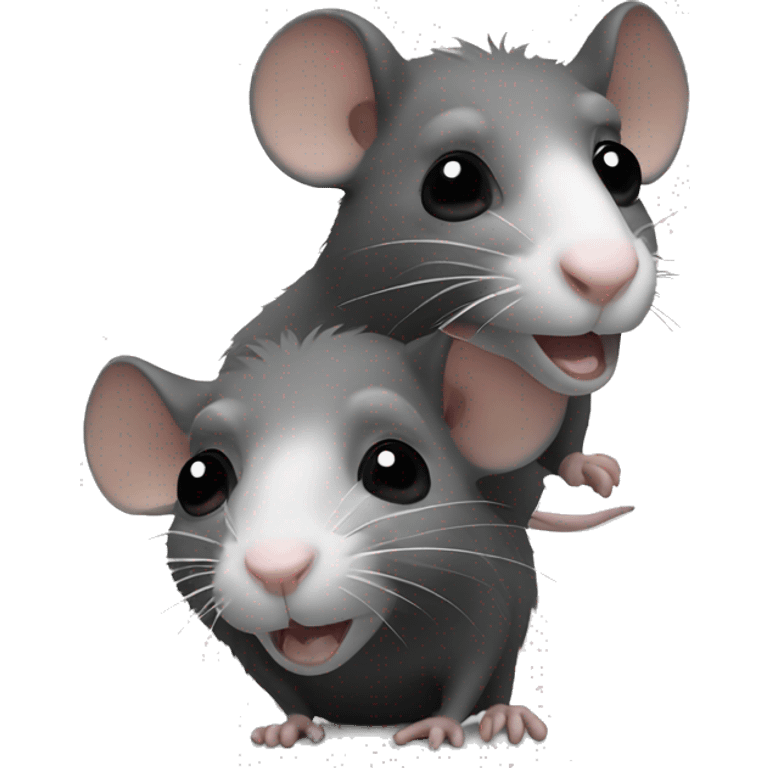 two rats, white and dark gray emoji