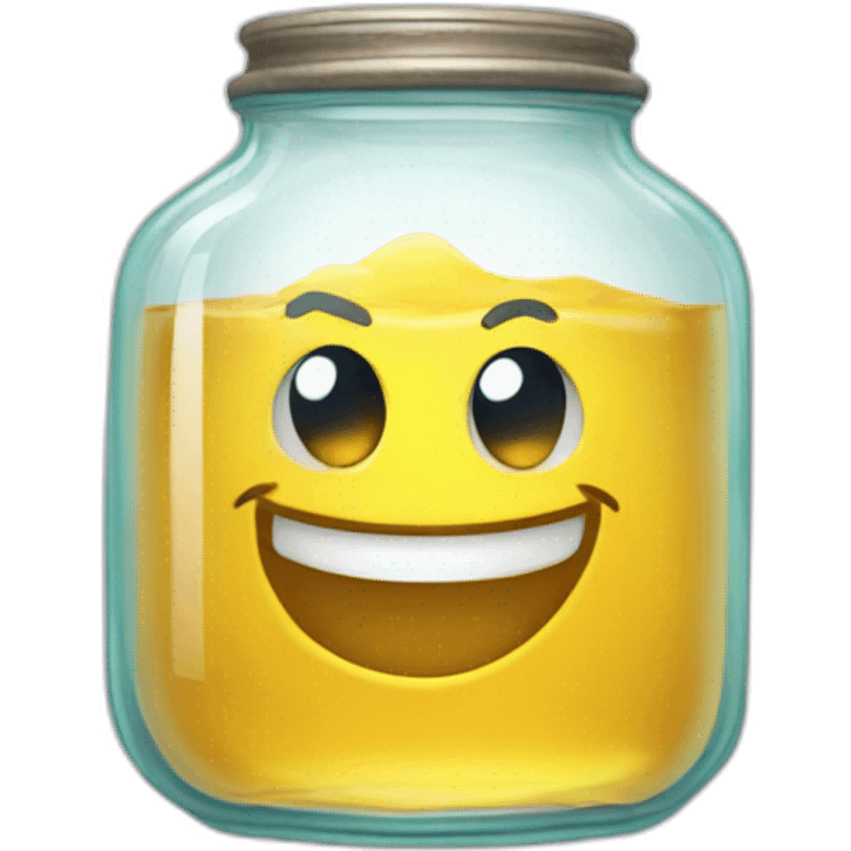 a glass jar of liquid smirks slyly emoji