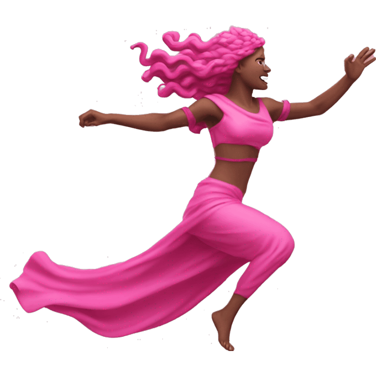 pink Pagan spring goddess sprinting, with a large stride and arms outstretched emoji