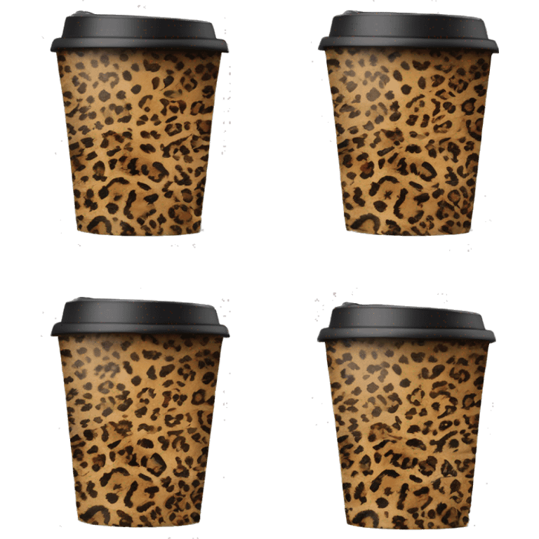 Single Realistic leopard print pattern design on a large take away coffee cup. emoji