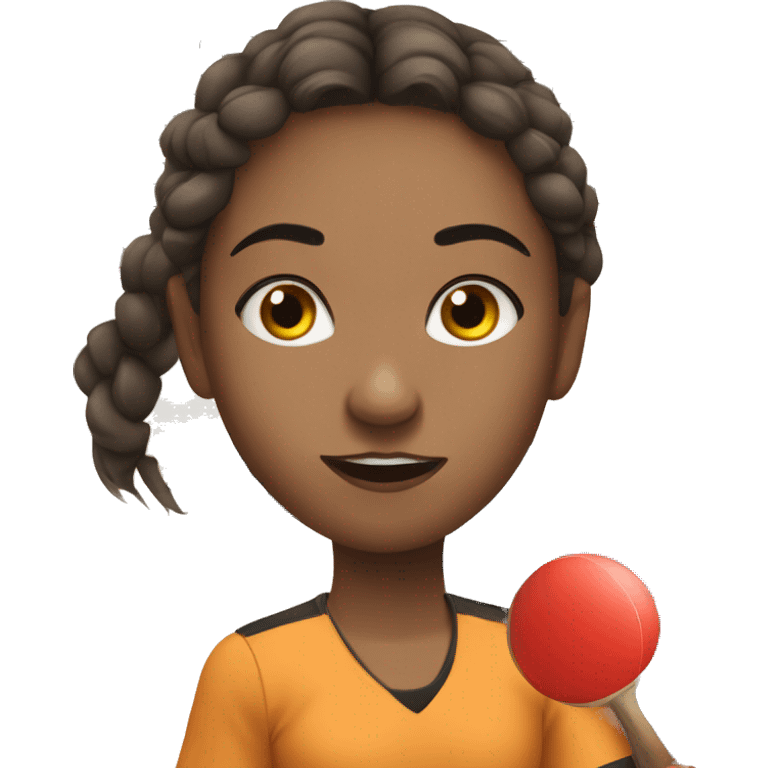 girl with brow hair play in  table tennis emoji