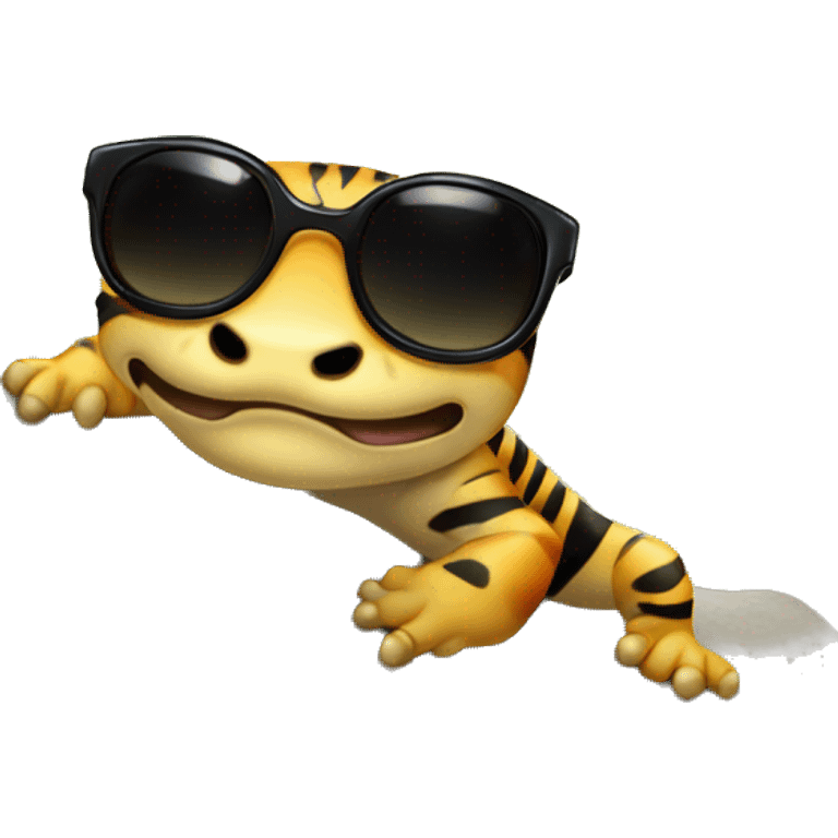 Tiger salamander with sunglasses climbing a rock emoji