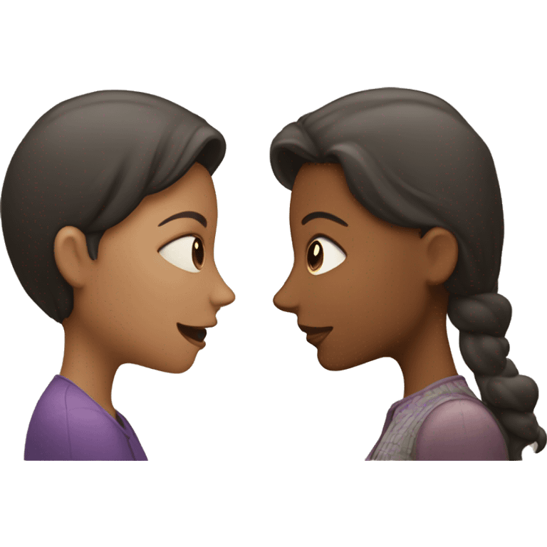 One woman whispers into the ear of another woman closing by hand emoji