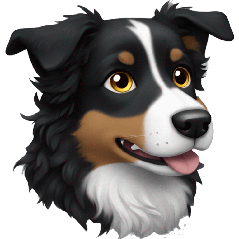 Small black australian shepherd dog with moon and stars  emoji