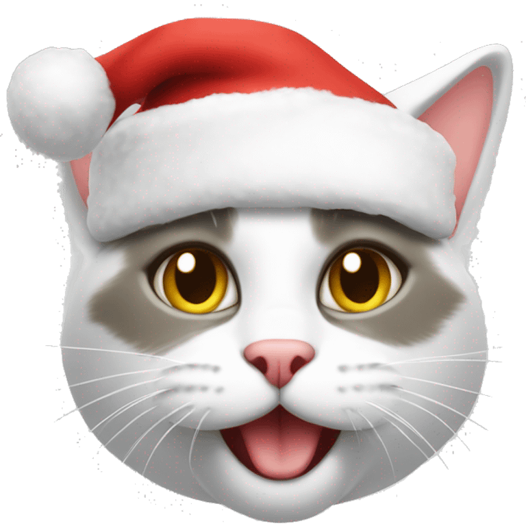 Whit cat with santa hat emoji