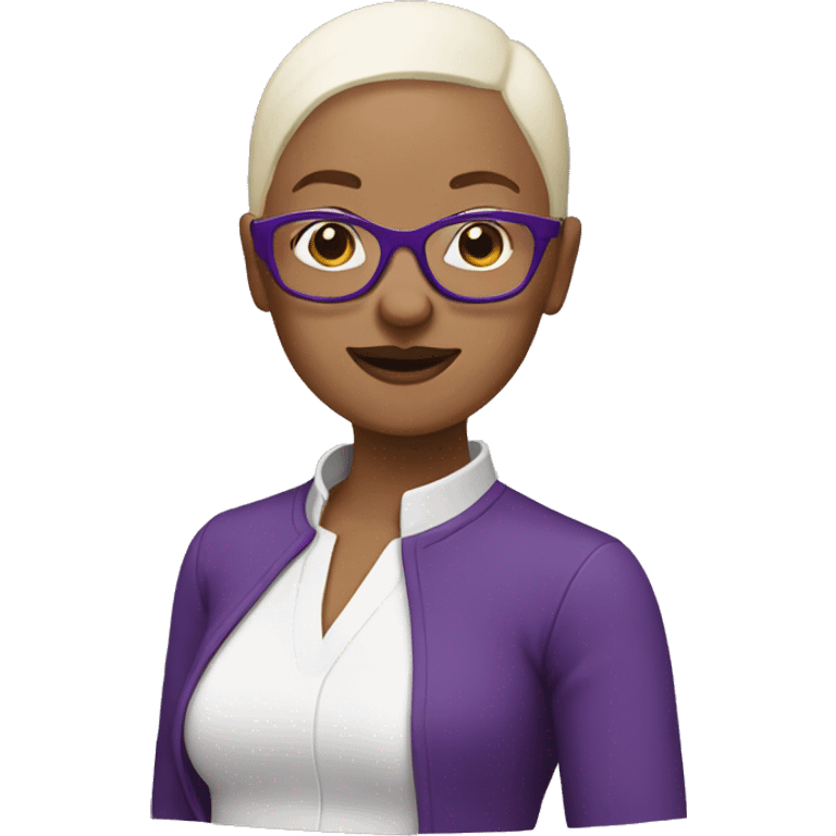 bald woman with purple glasses emoji