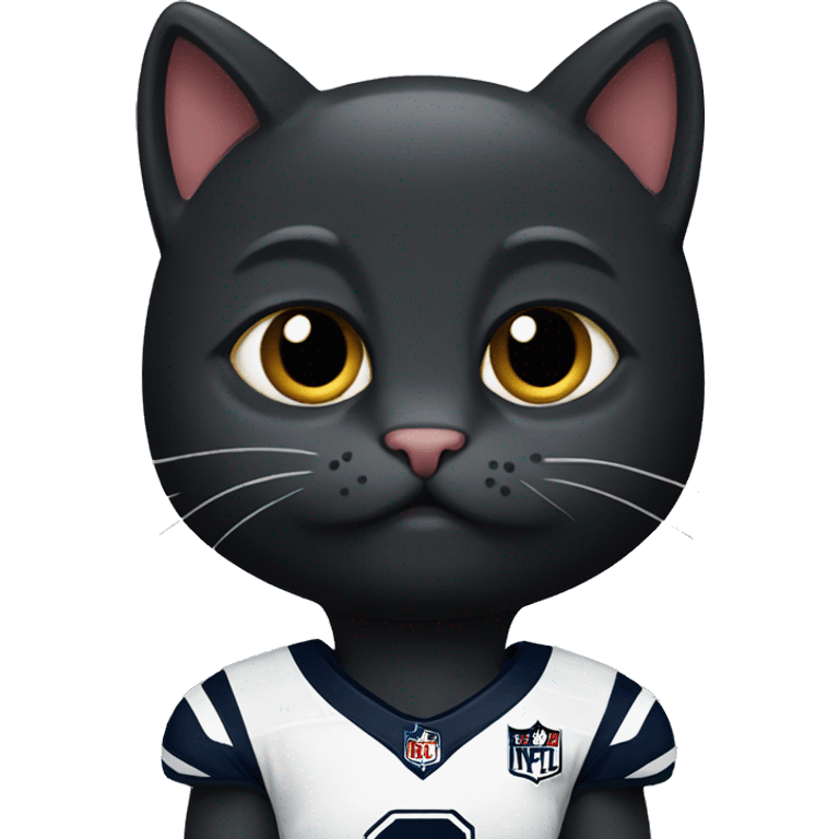 black cat wearing New England Patriots Jersey emoji