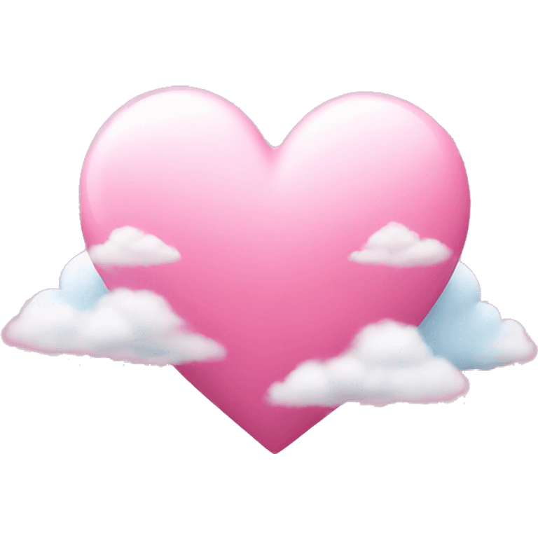 Pink heart with clouds emoji