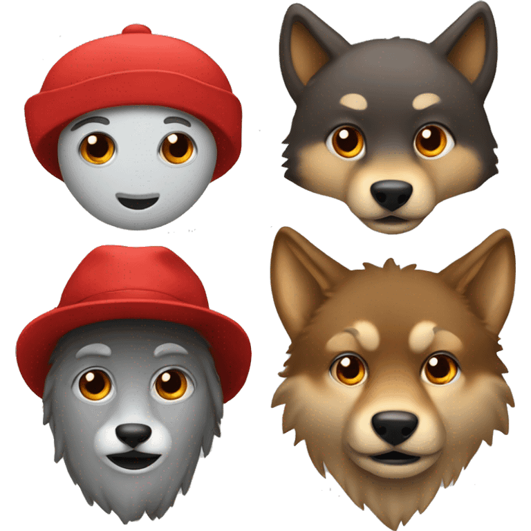 red b emoji with a wolf emoji and a hat emoji emoji