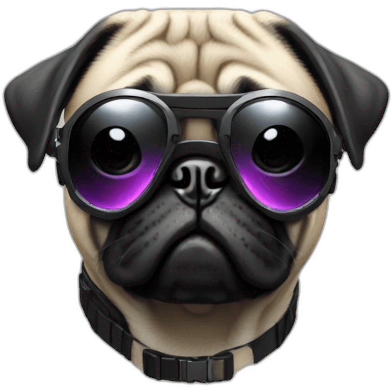 pug with black sunglasses and wearing a cyberpunk suit emoji