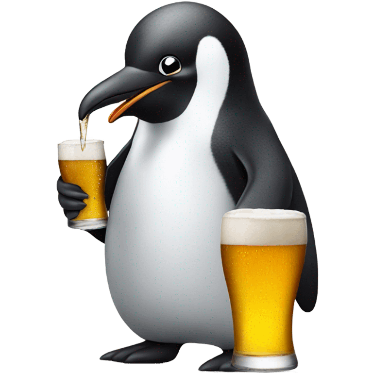 Penguin drinking beer emoji