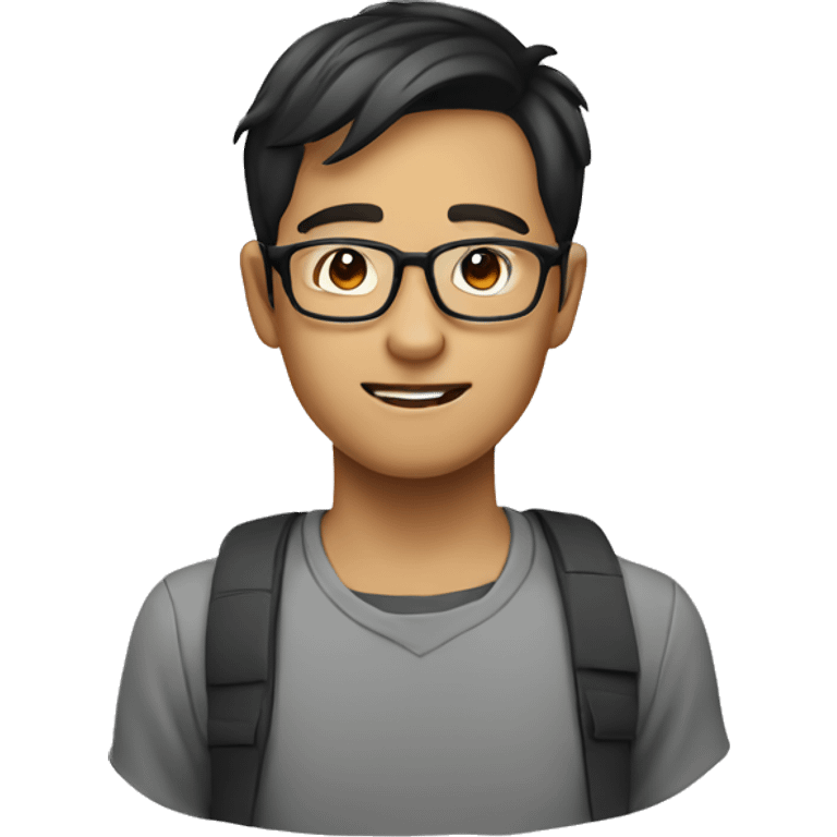 Asian male with glasses nerd emoji