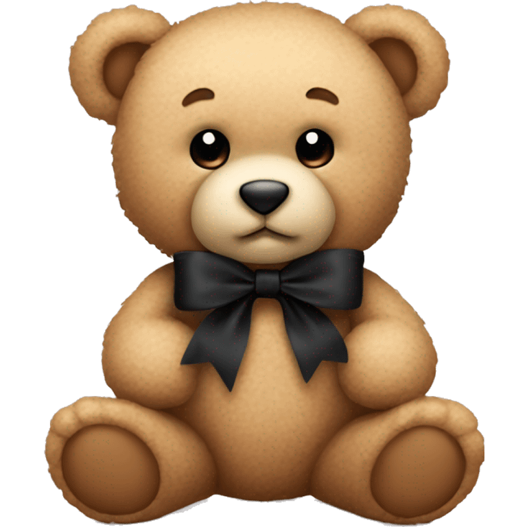 Cute teddy bear with black bow emoji