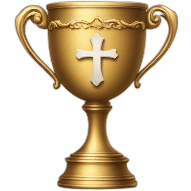 royal empty Christian cup for the winner with a cross on royal background emoji