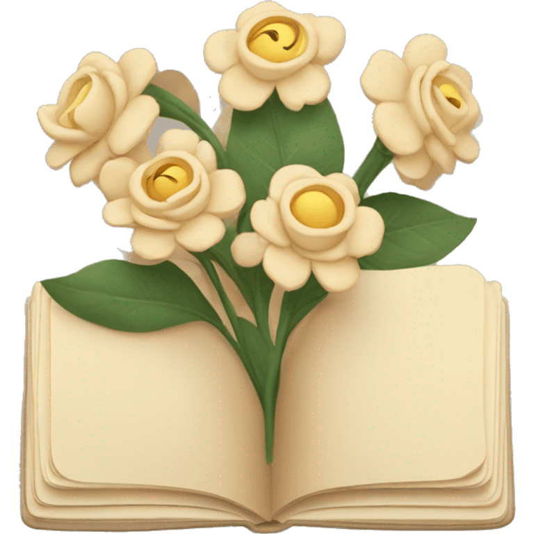 beige books and flowers emoji