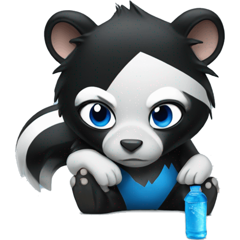 tired Skunk with a blue Powerade emoji