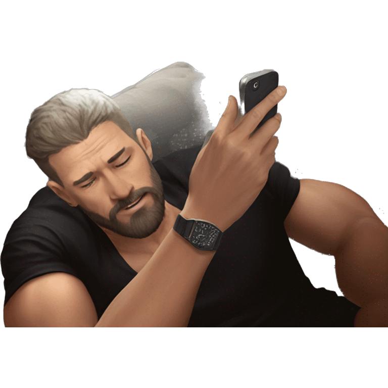 bearded man checking his phone emoji