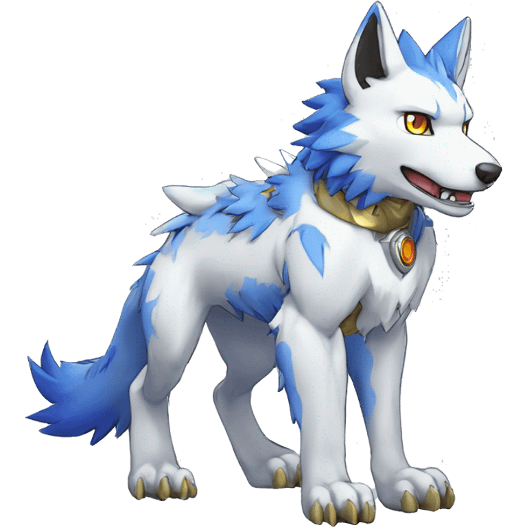 cute cool Digimon-Fakemon-garumon-wolf full body emoji