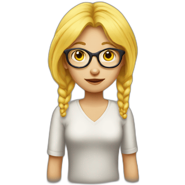 A bad young woman with glasses and yellow hair teaches children history emoji