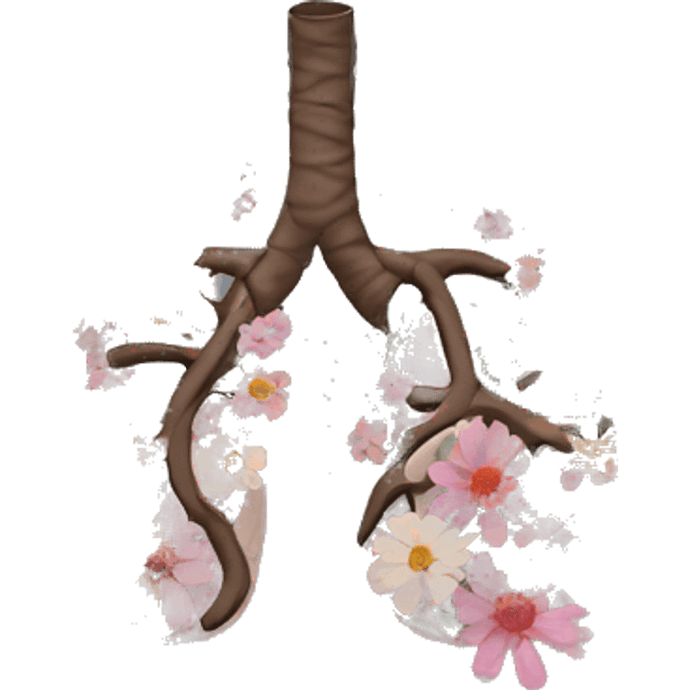 Pair of lungs with lots of flowers on one side emoji