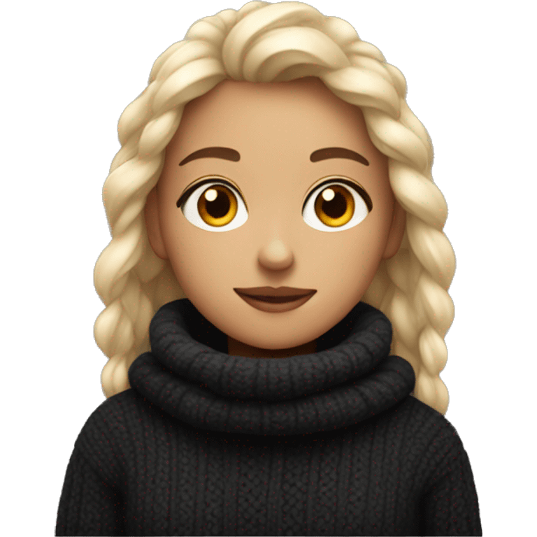 cozy girl in black sweater emoji