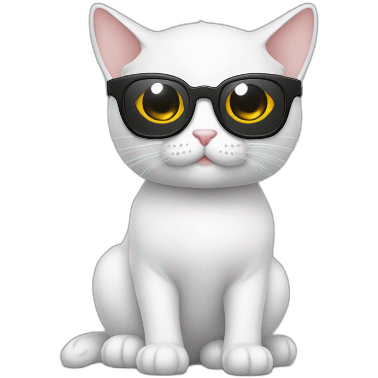 Gato branco com oculos de sol emoji