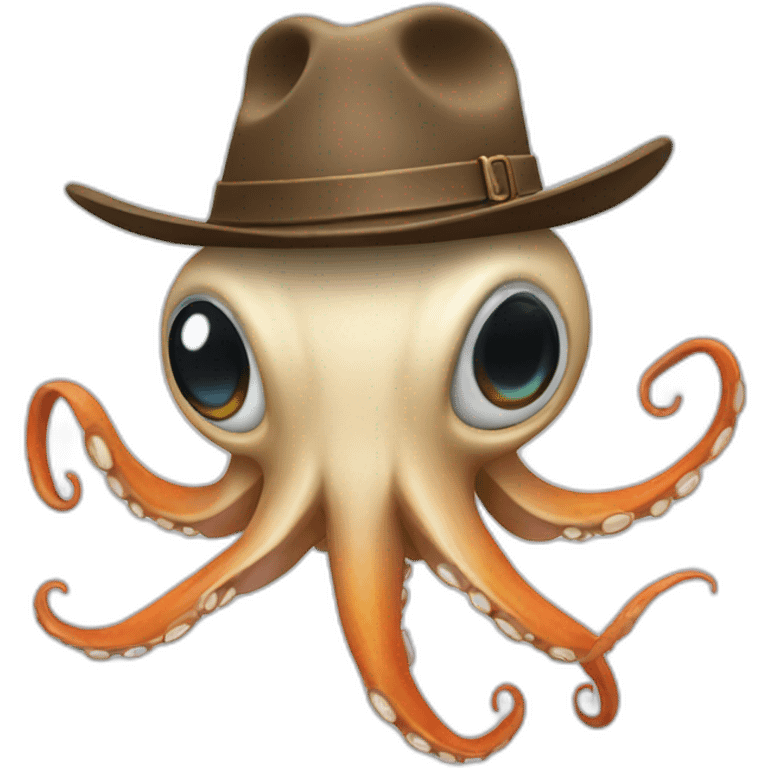 Squid wearing a stetson hat emoji