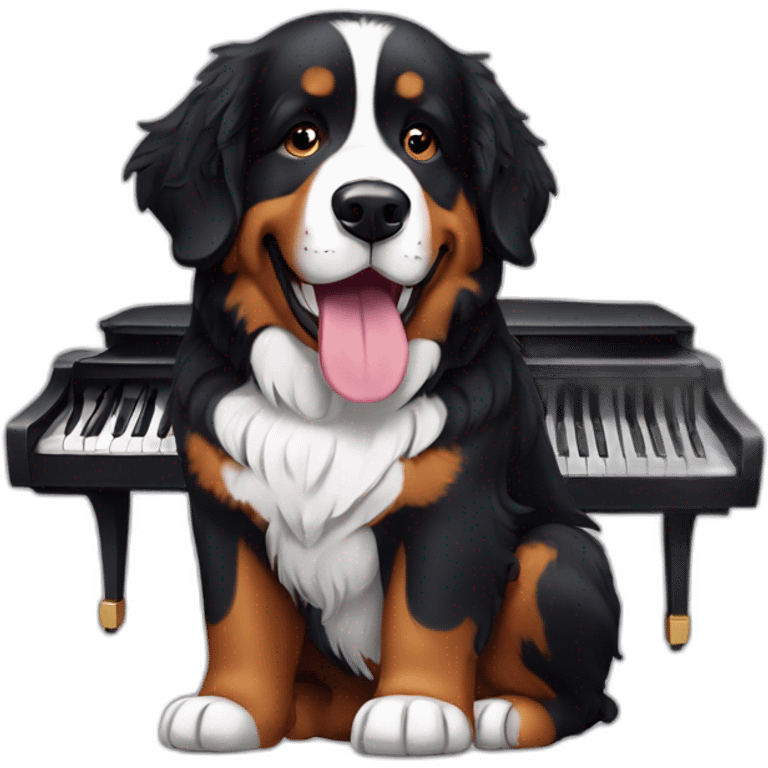 bernese mountain dog playng piano emoji