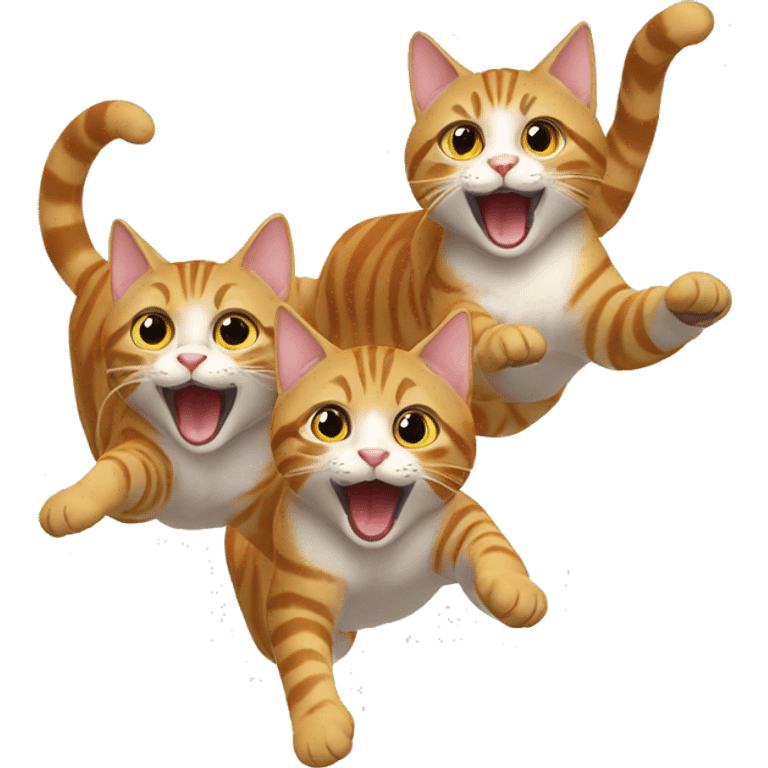 3 cats jumping with joy emoji