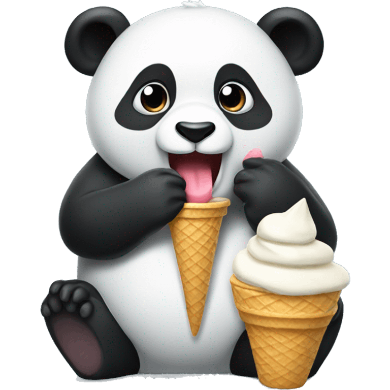 Panda eating ice cream emoji