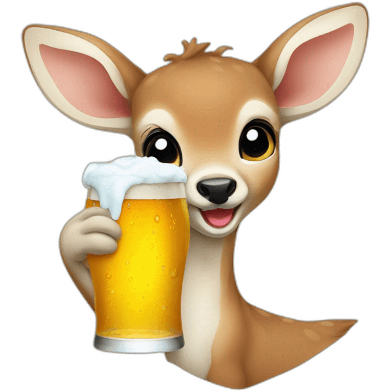 baby deer drinking beer emoji