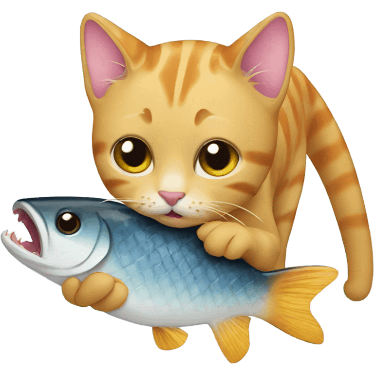 cat eating fish emoji