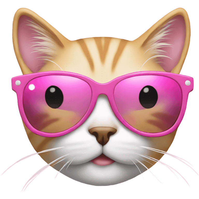 Cat with sunglasses pink and whit  emoji