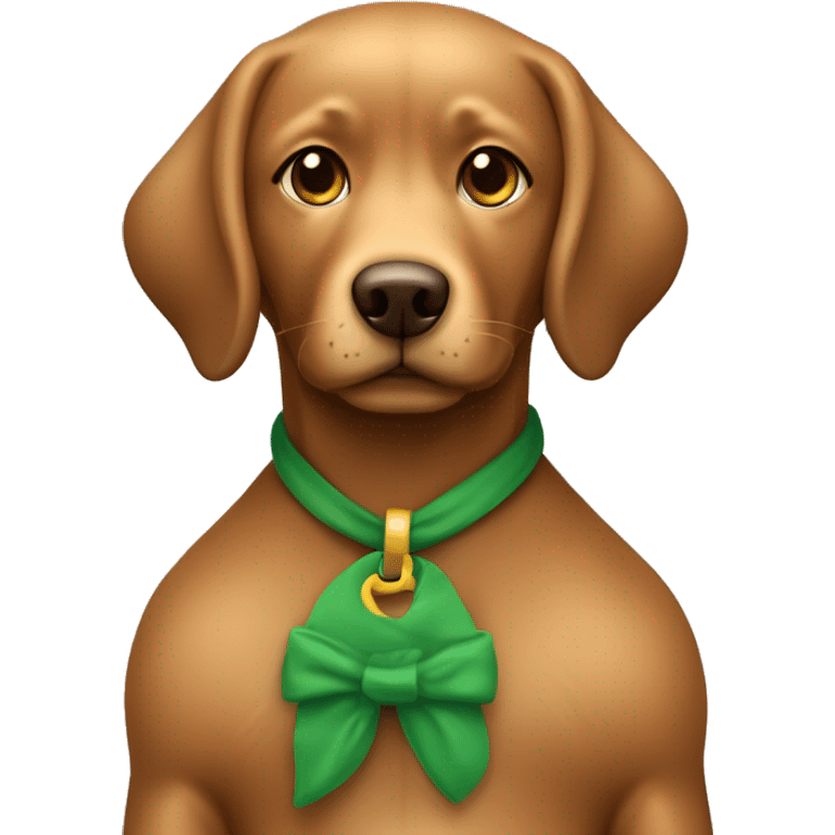 chica de pelo rizado marron con ojos verdes con un perro labrador color caramelo emoji