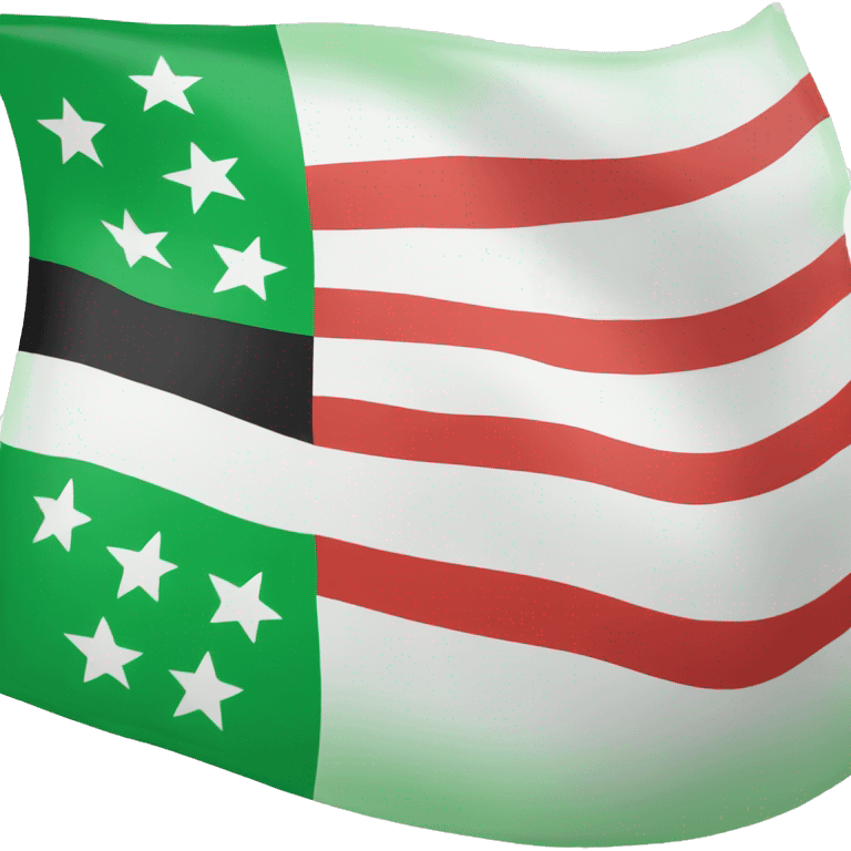 A flag with a green top, white in the middle, three red stars in the middle, and a black bottom. emoji