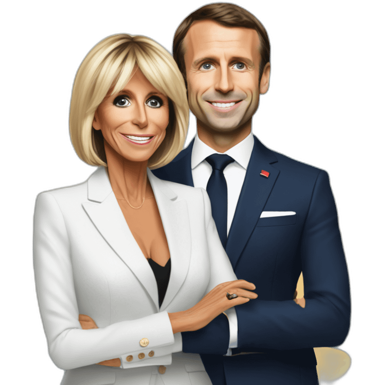 Brigitte Macron ans Emanuel Macron qui font du surf emoji