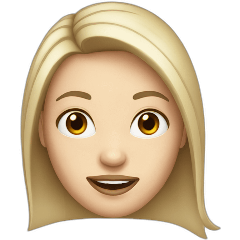 White Woman with big mouth, small eyes and pixie straight dark brown hair emoji