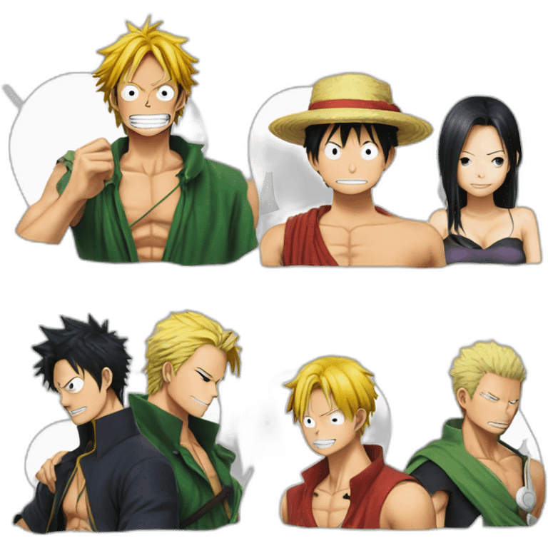 Luffy qui fait un chek a zoro et sanji emoji