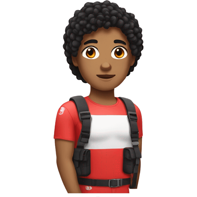 Lifeguard, non-binary, black hair emoji