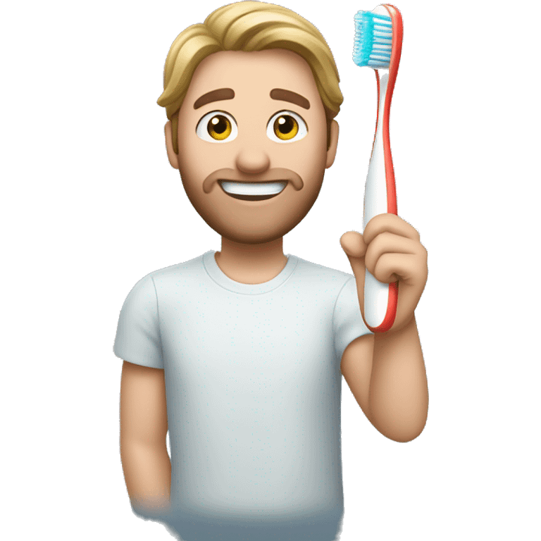 Daniel larson holding a toothbrush emoji